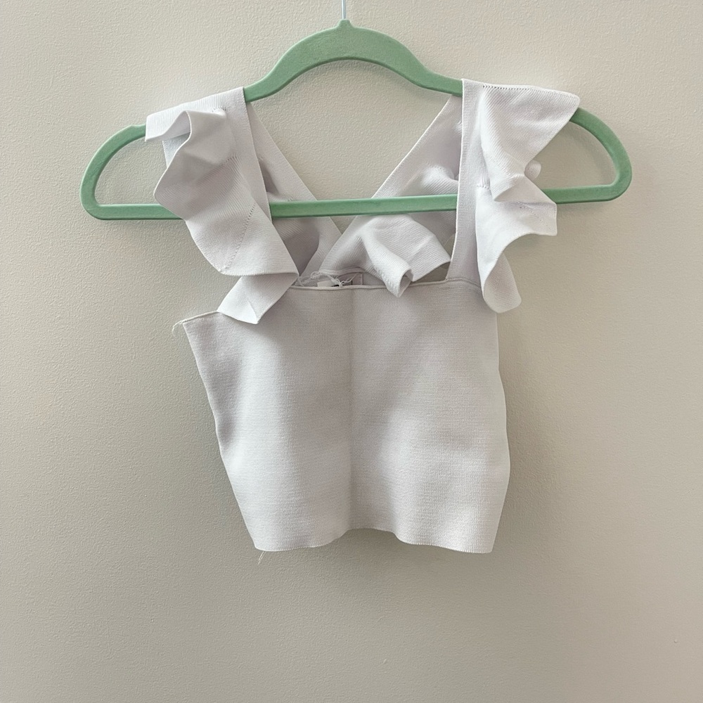 White Bandage Crop Top (w ruffles)
